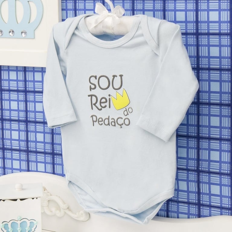 Body Manga Longa Rei do Pedaço Azul Tam P