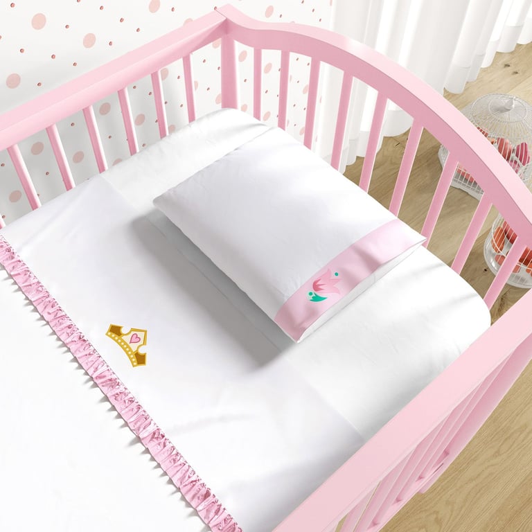 Jogo de Lençol Berço Bordado Coroa e Rosa 3 peças — vista alternativa