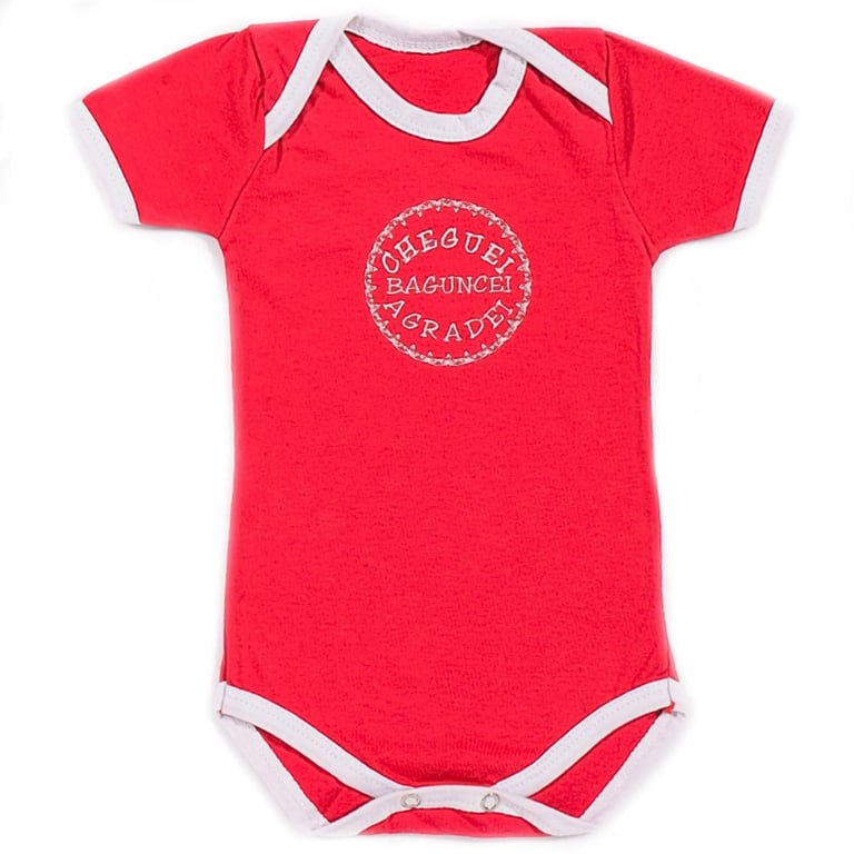 Body Manga Curta Cheguei, Baguncei e Agradei