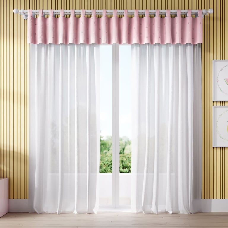 Cortina Bordada Melancia Rosa