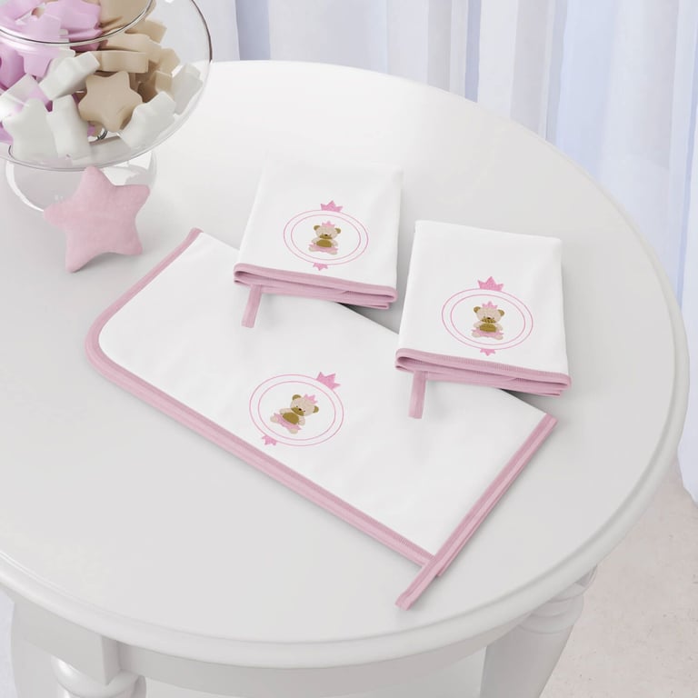 Jogo de Fraldas de Boca Malha Urso Teddy Realeza