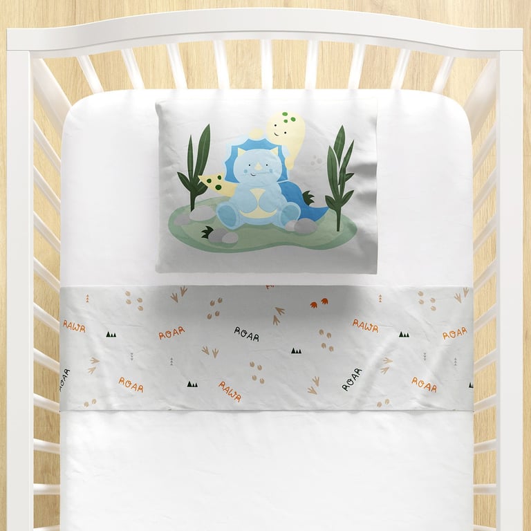 Jogo de Lençol Berço Dinossauro Aquarela 3 peças