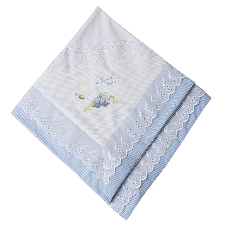Manta Malha Carrinho Azul 80cm