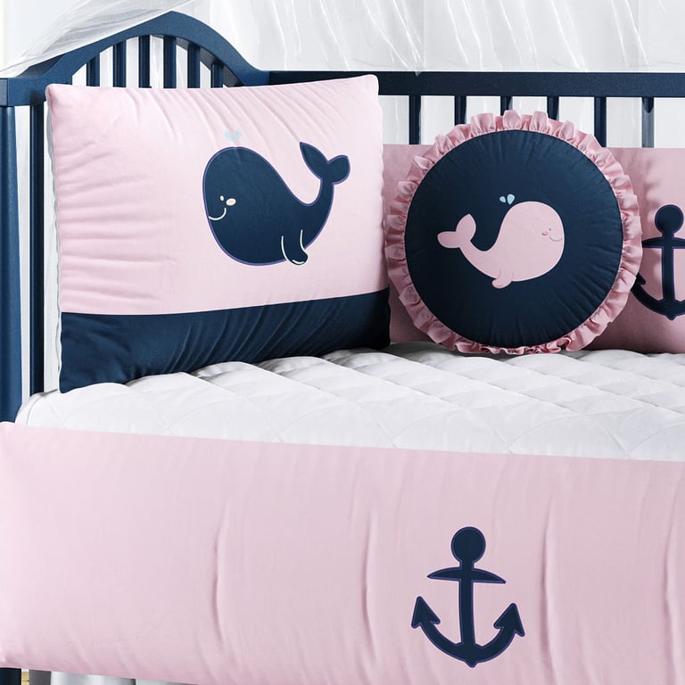 Kit Berço Baleia Rosa e Marinho — vista alternativa