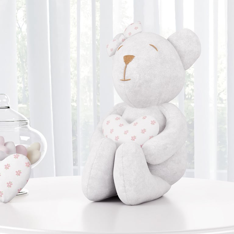 Ursa Branca com Coração Florido 15cm