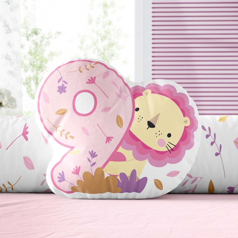 Almofada Mesversário 9 Meses Selva Baby Rosa 20cm — imagem 1 de 2