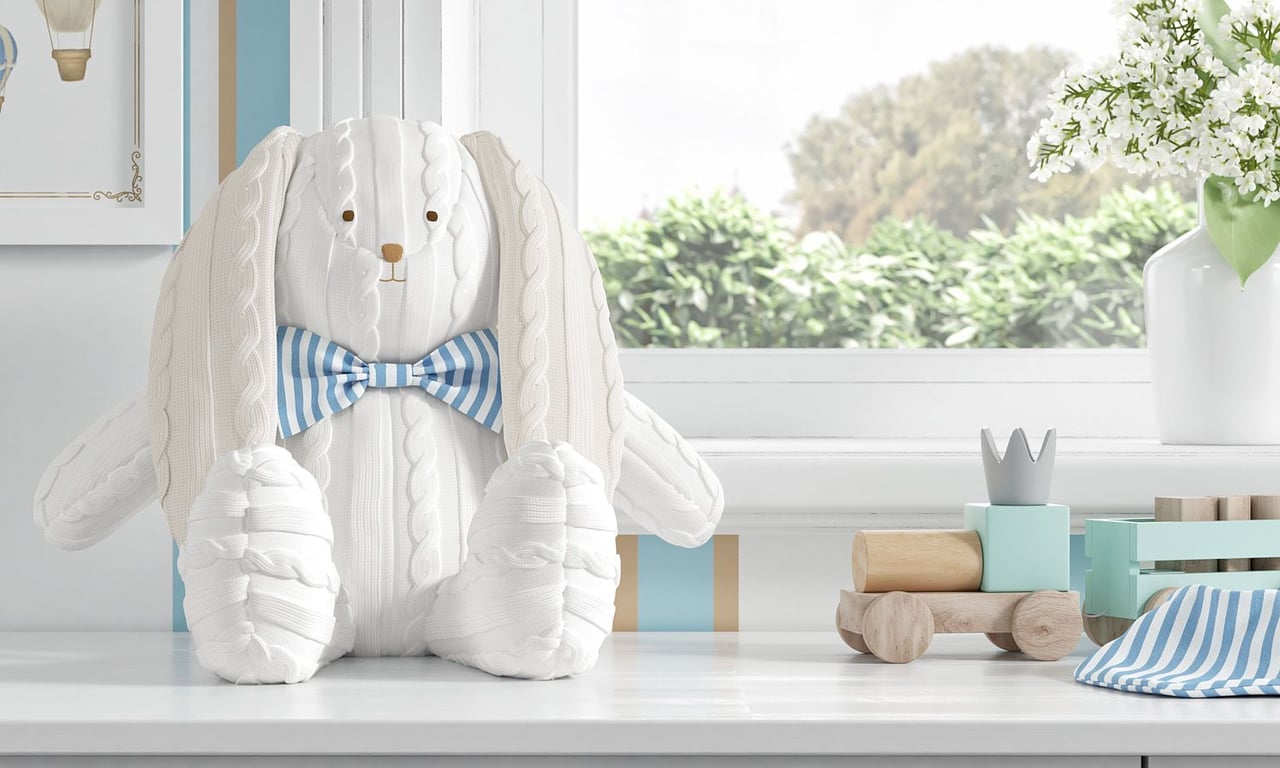 Coelho Tricot com Gravata Listrada Azul 42cm — vista alternativa