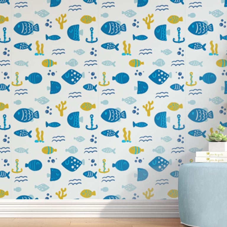 Papel de Parede Peixinhos a Nadar Azul 3M