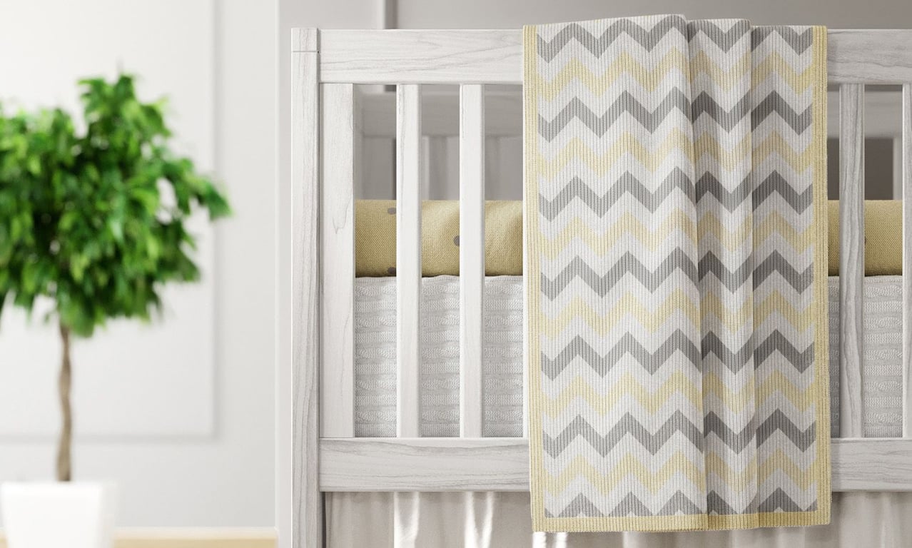 Manta Bebê Tricot Chevron Amarelo/Cinza 1m — vista alternativa