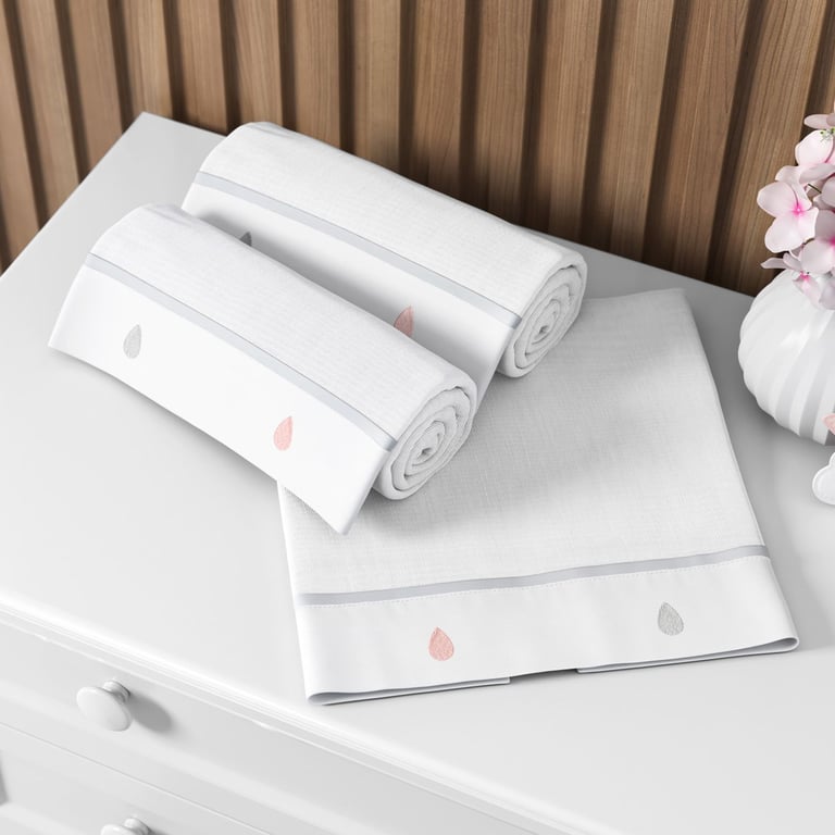 Jogo de Fraldas de Ombro Barra Bordado Gotinhas