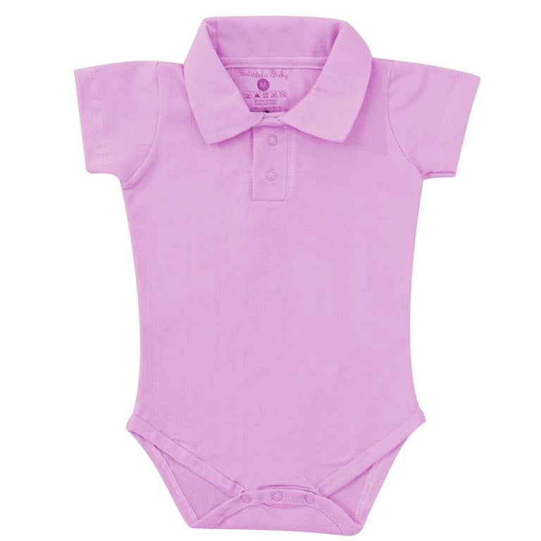 Body Manga Curta Polo Lilás 6 a 9 Meses