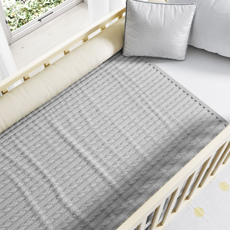 Manta Tricot Trança Cinza 1,20M