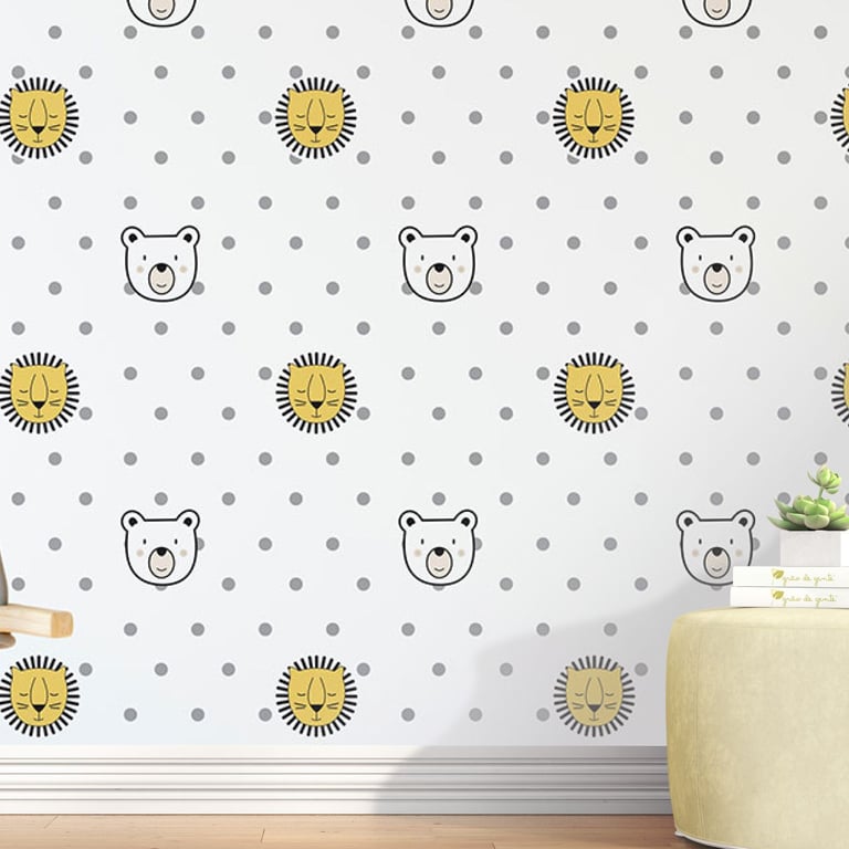 Papel de Parede Leão e Urso Amiguinhos da Floresta 3m
