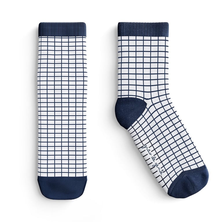 Meia Bebê Grid Azul Marinho