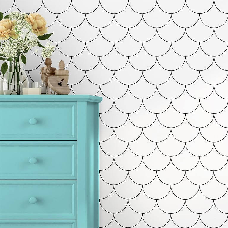 Papel de Parede Escamas Branco 3m