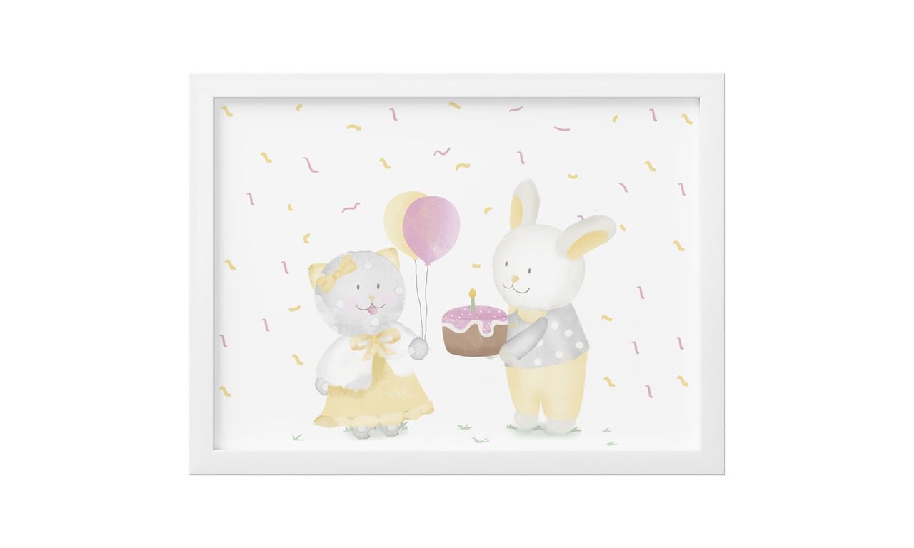 Quadro Amiguinhos Amarelo Aniversário 33cm