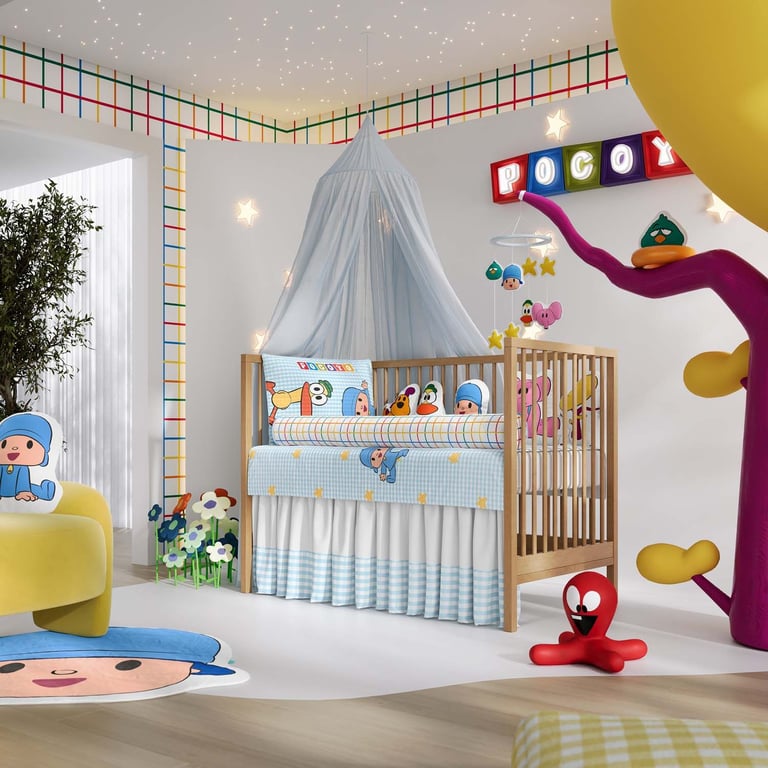 Jogo de Lençol Berço Pocoyo Estrelinhas — vista alternativa
