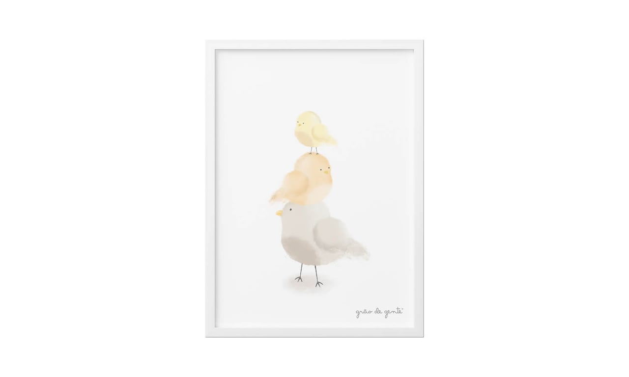 Quadro Passarinhos Amarelo 34cm