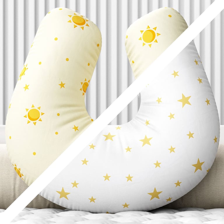 Almofada Amamentação Dupla Face Estrelinha Sol Amarelo