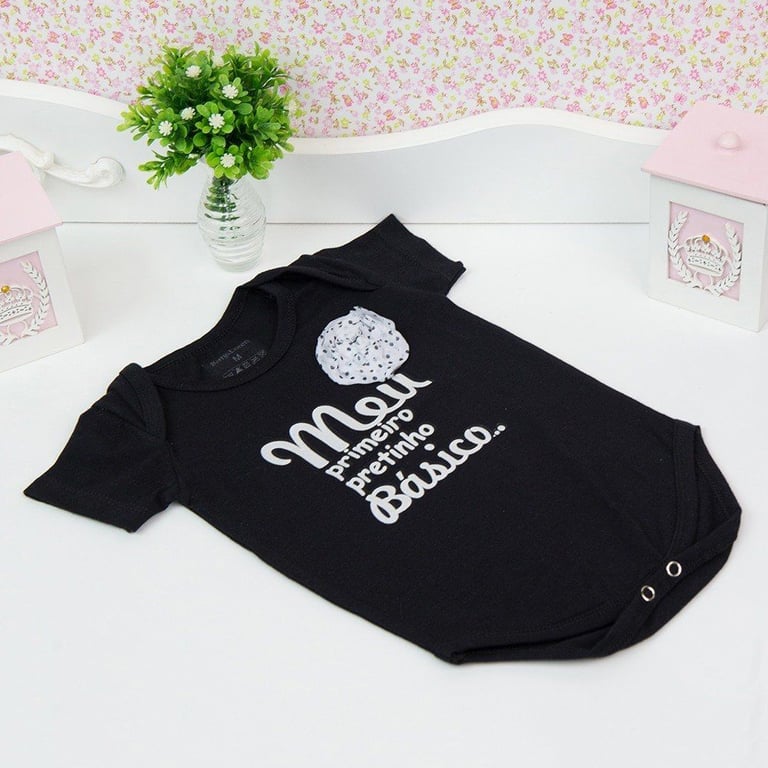 Body Manga Curta Meu Primeiro Pretinho Básico Tam G