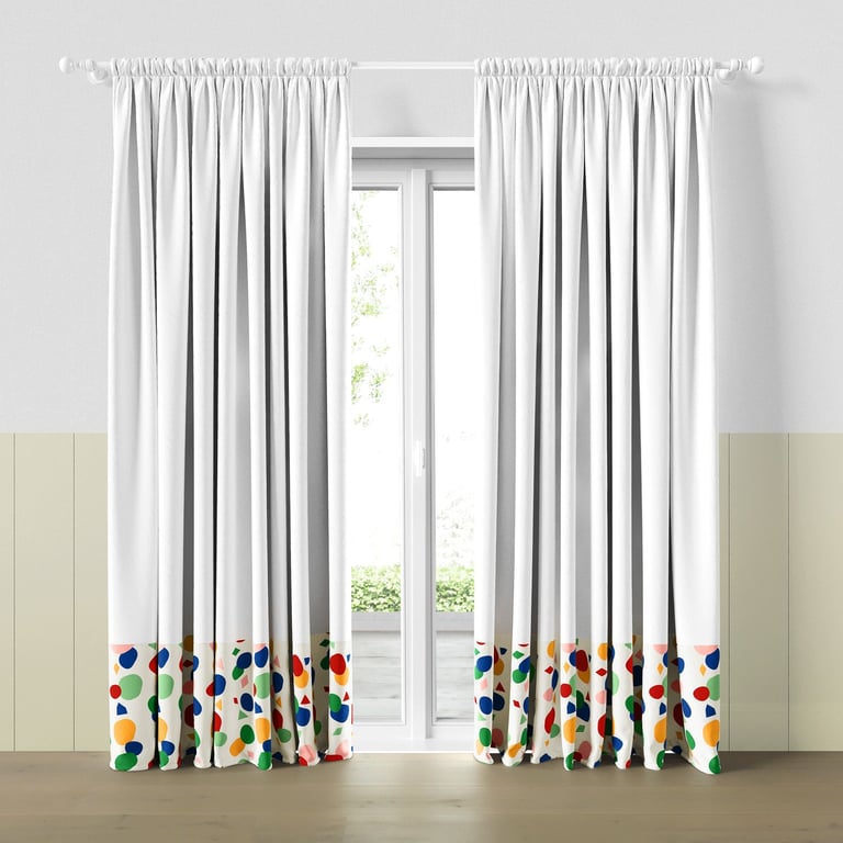 Cortina Infantil e Bebê Geométrico Colorido