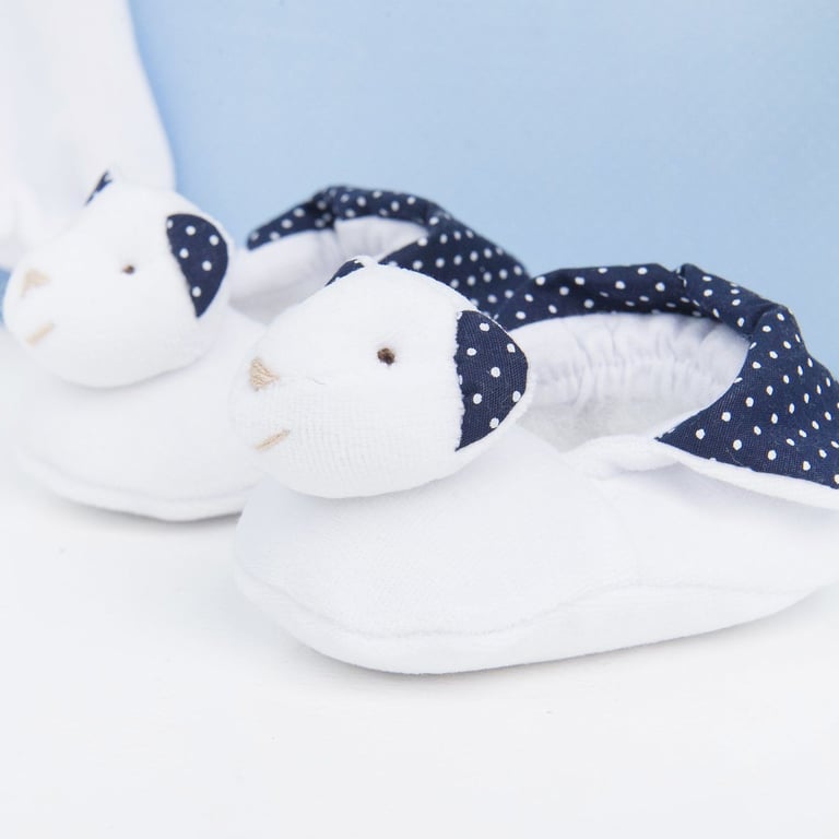 Conjunto Naninha De Bebê e Pantufa Poá Marinho — vista alternativa