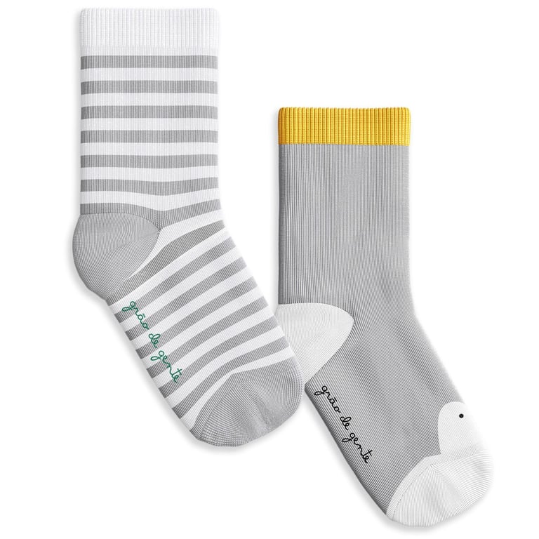 Kit Meia Bebê Listras e Pinguim 2 Pares