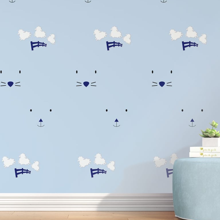 Papel de Parede Ovelhinhas Amiguinhos Azul 3m