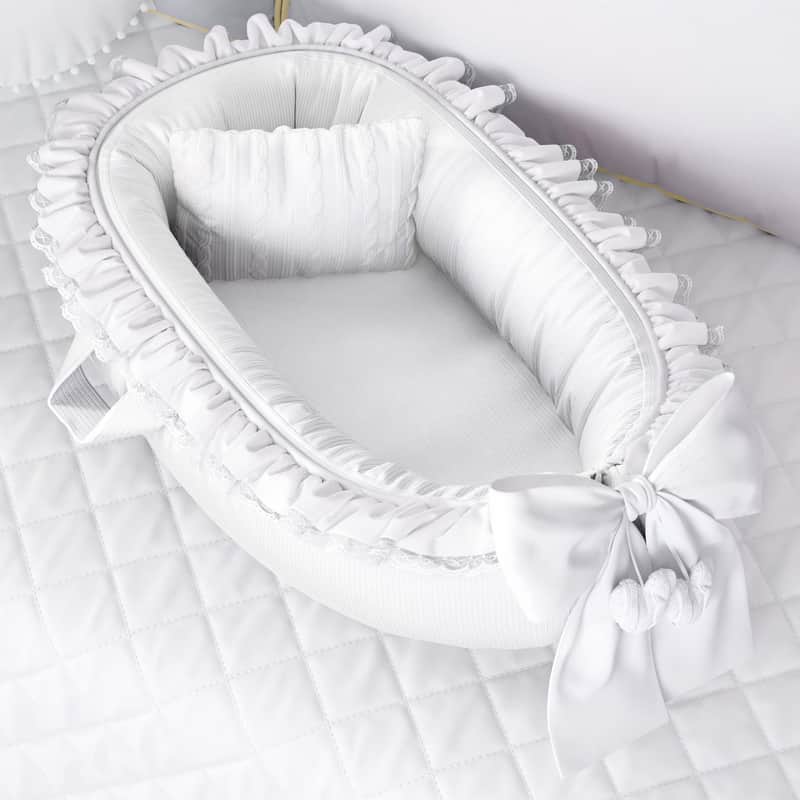 Ninho para Bebê Redutor de Berço Tricot Luxo Branco 80cm