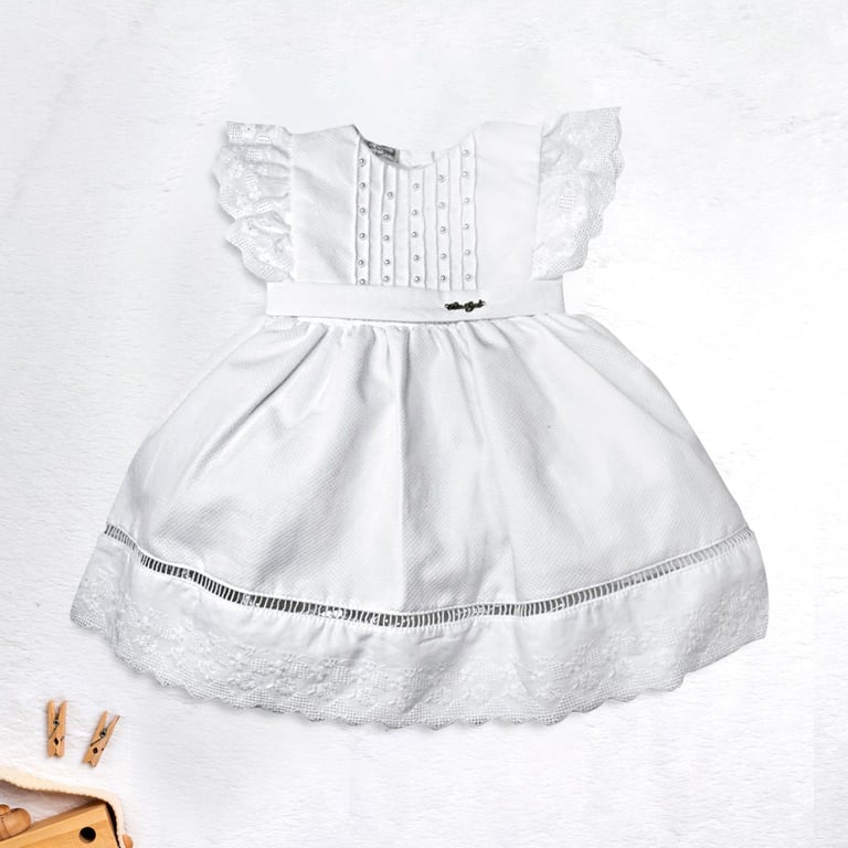 Vestido Batizado Branco com Ponto Palito