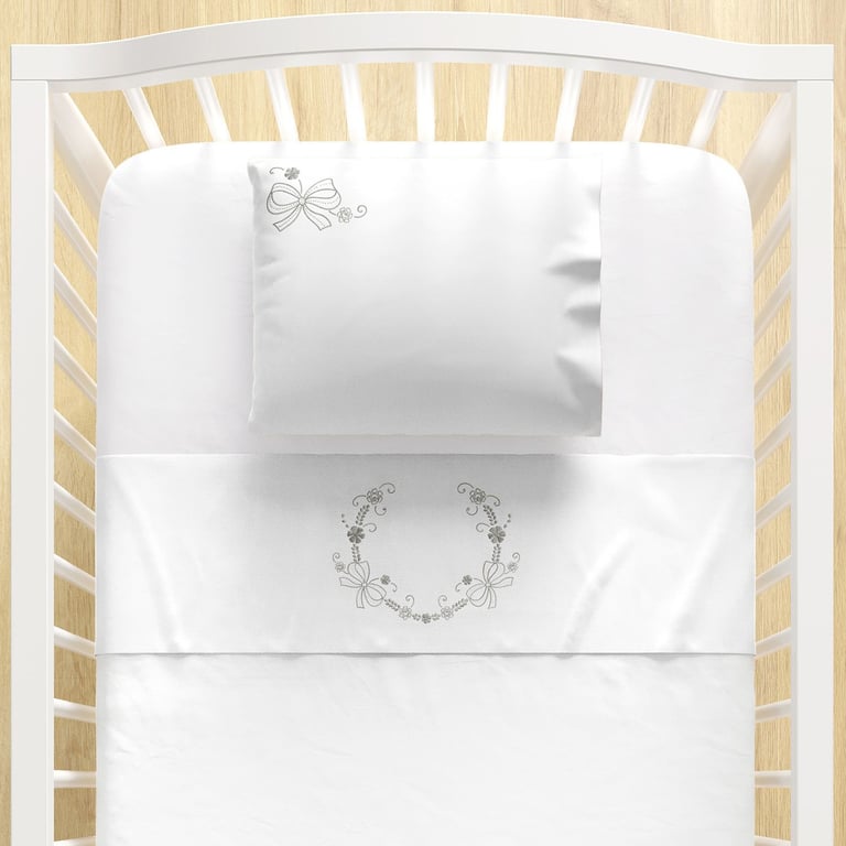 Jogo de Lençol Berço Arabesco Prata 3 peças