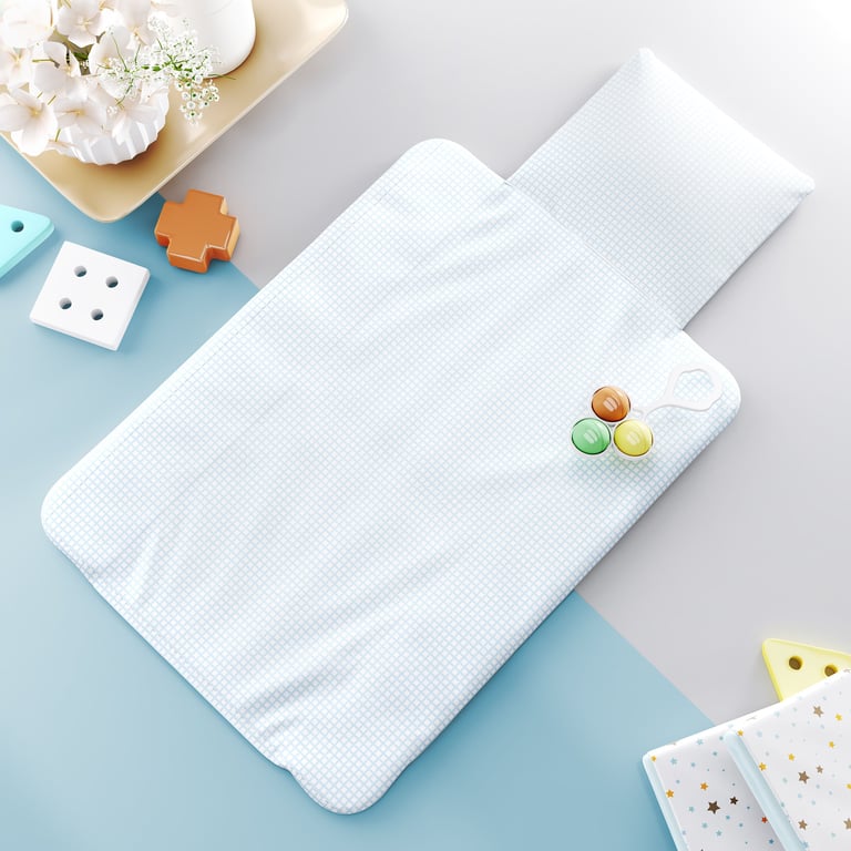 Trocador de Fraldas Portátil Carrinhos e Trenzinho Azul 73x40cm