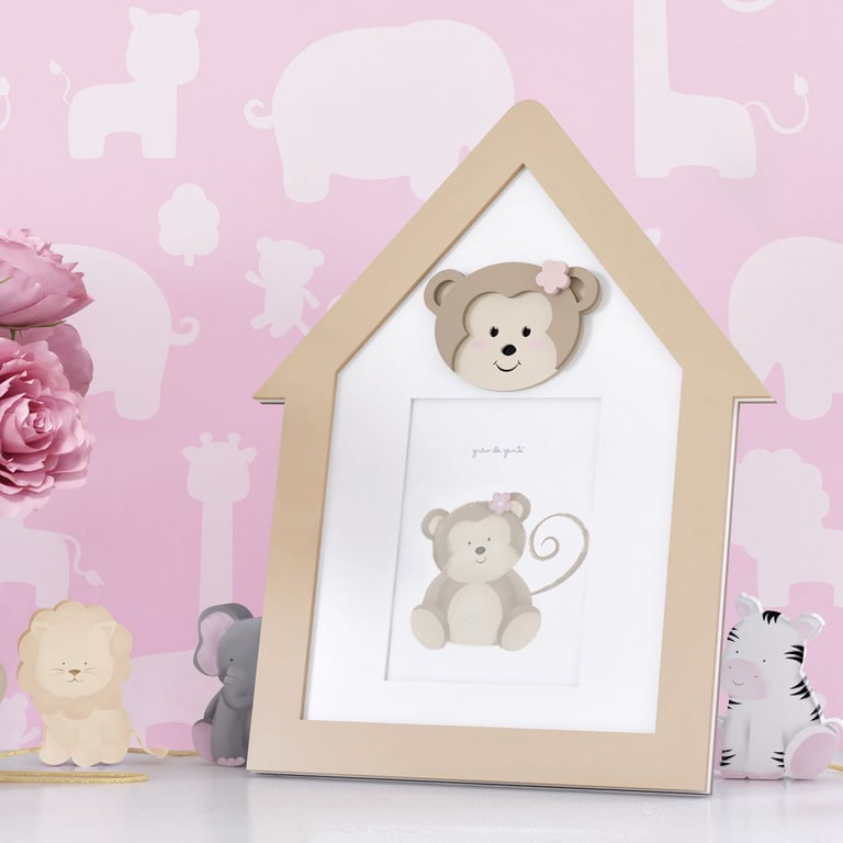 Porta Retrato MDF Amiguinho Macaco 10cm x 15cm