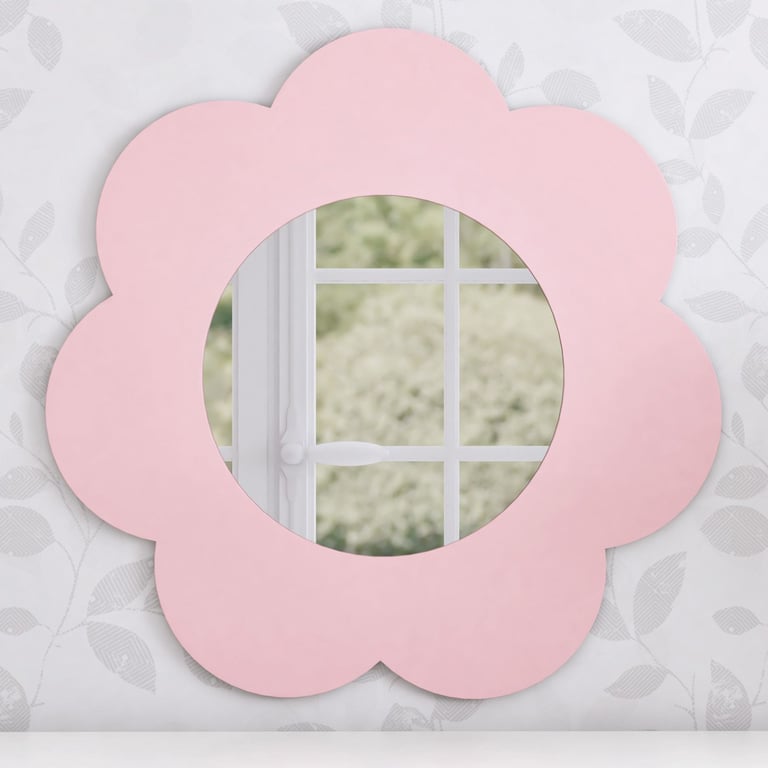 Espelho Redondo Flor Rosa 46cm