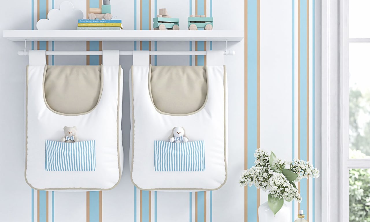 Porta Fraldas Varão Listrado Luxo Azul — vista alternativa