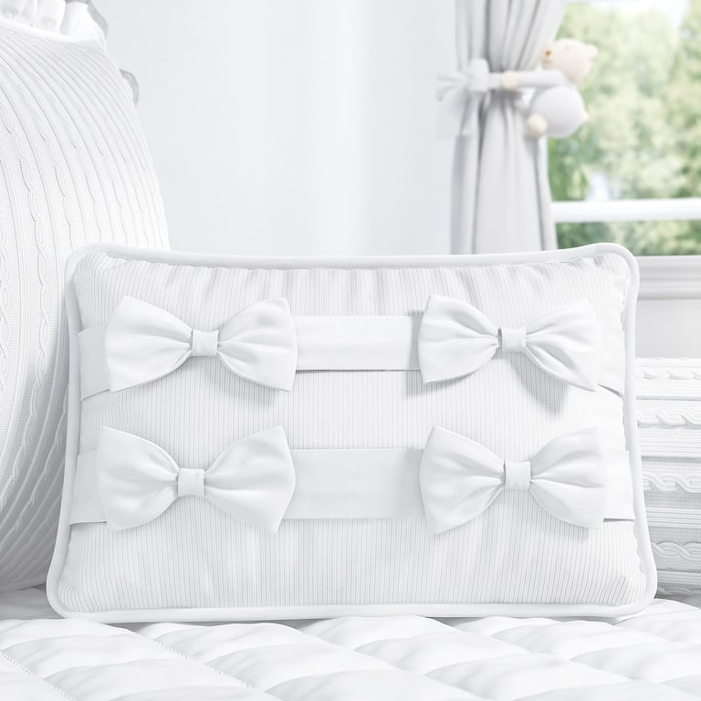 Almofada Laços Tricot Luxo Rosa 43cm