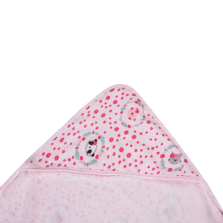 Toalha Felpuda Papizinha Karinho com Capuz Amiguinhas Rosa — vista alternativa