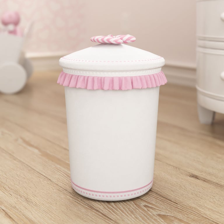 Lixeira Lacinho Listrado Rosa