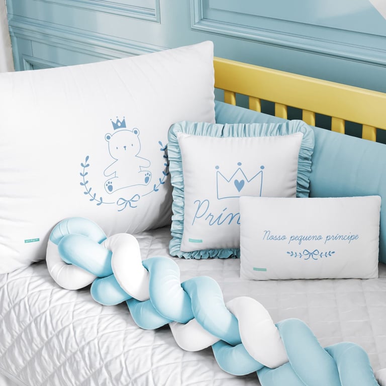 Kit Berço Trança Teddy Príncipe Azul