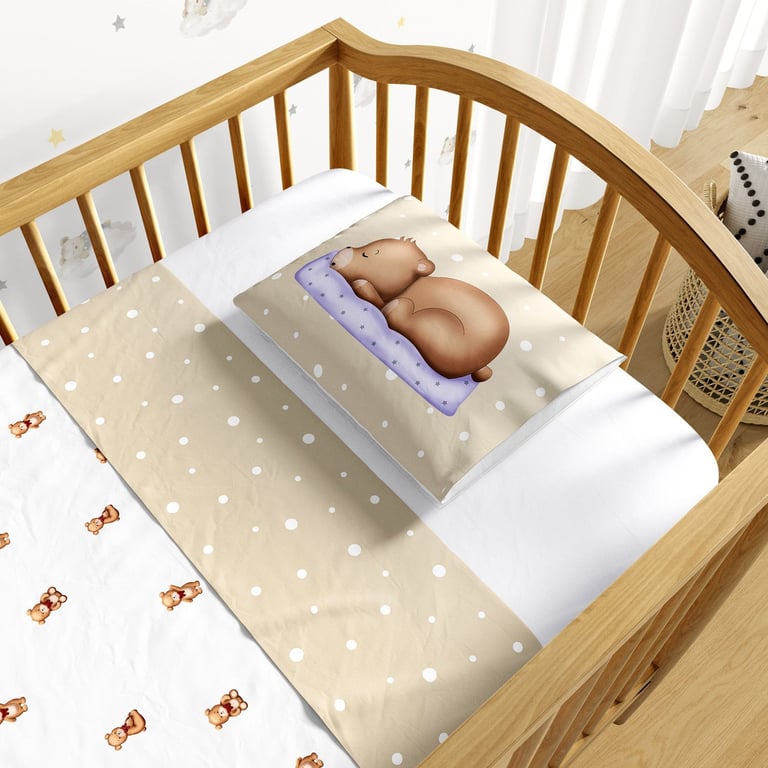 Jogo de Lençol Berço Ursinho Vintage Poá 3 peças — vista alternativa