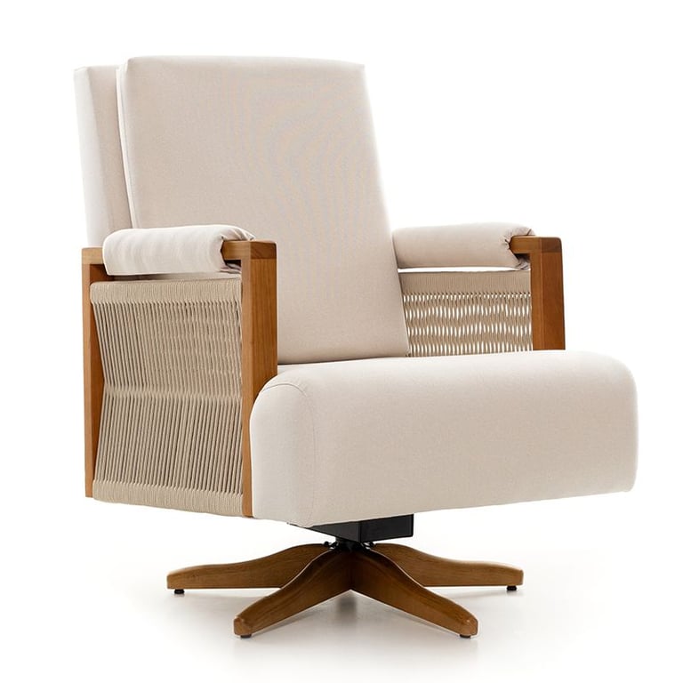 Poltrona Amamentação Vivre Balanço e Giratória Bege