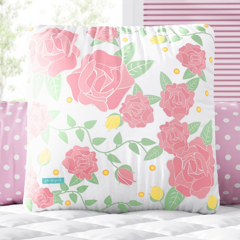 Almofada Quadrada Rosa Provençal 30cm
