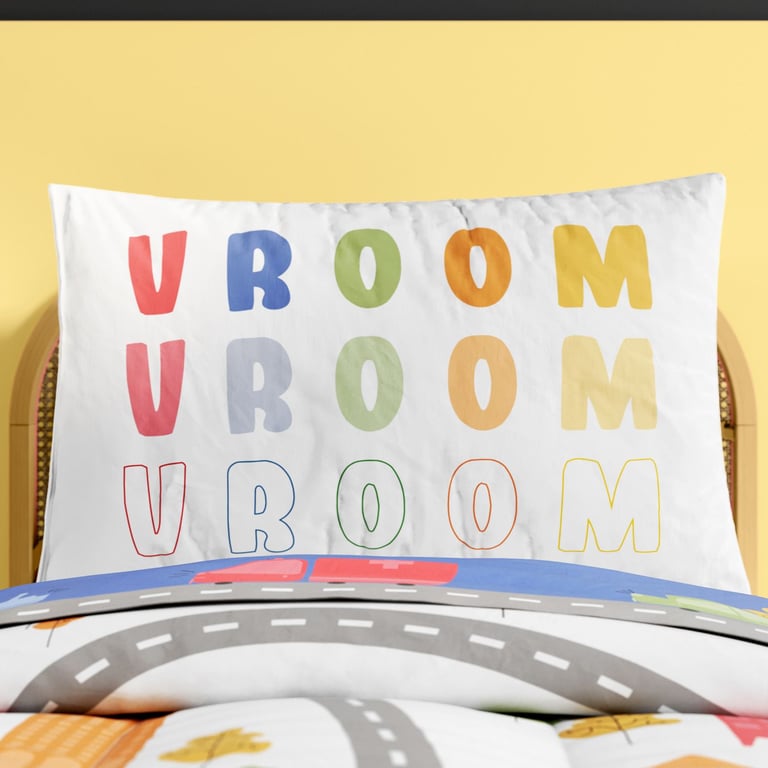 Fronha de Travesseiro Infantil Vroom Vroom