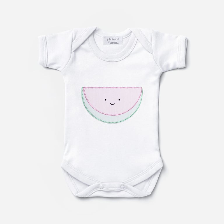 Body Manga Curta Frutinha Melancia Tam P