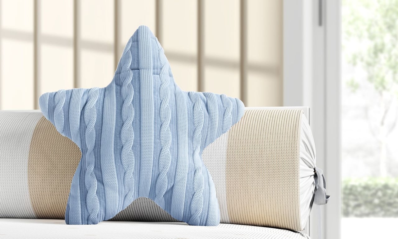 Almofada Estrela Tricot Rosa 30cm — vista alternativa