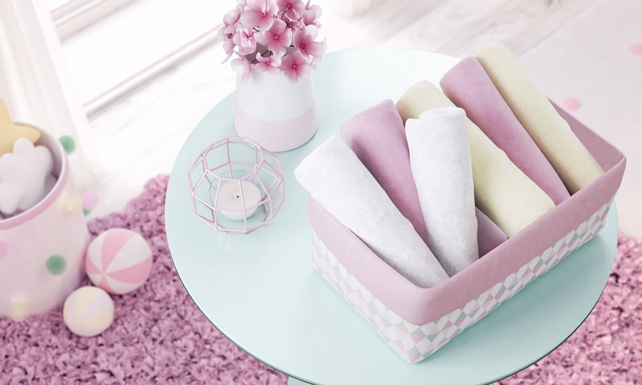 Cesto Organizador Estampa Triângulo e Rosa 36cm