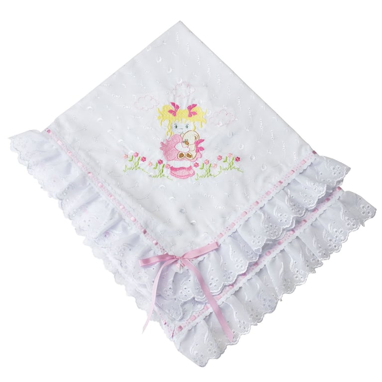 Manta Lese Menina Florista Rosa 75cm