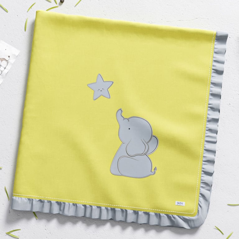 Manta de Algodão Elefantinho Amarelo 80cm