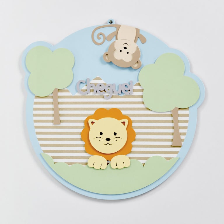 Porta Maternidade Cheguei Amiguinhos Safári