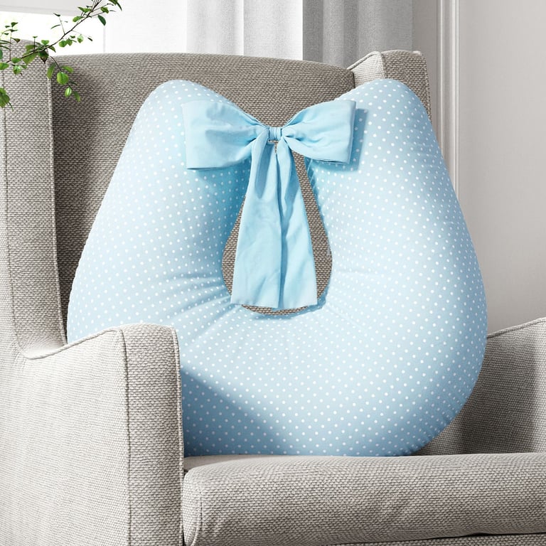 Almofada Amamentação Mini Poá Azul com Laço